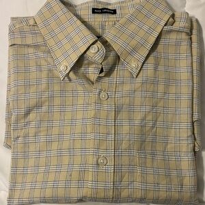 Van Heusen Beige and Blue Plaid Shirt